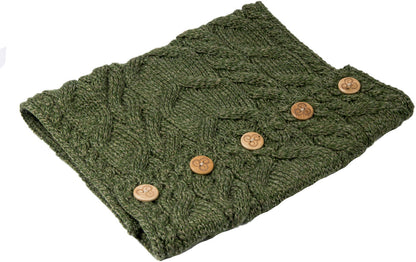 Sage Green Aran Merino Wool Button Snood 