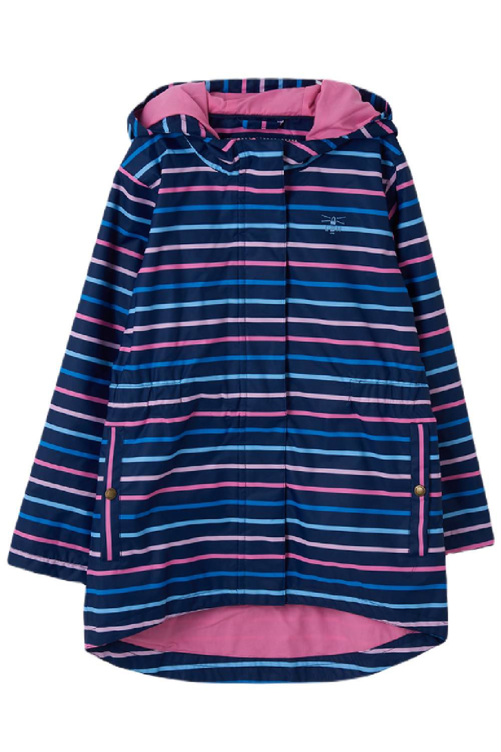 Lighthouse Charlotte Waterproof Parka Jacket in Blue Pink Stripe 