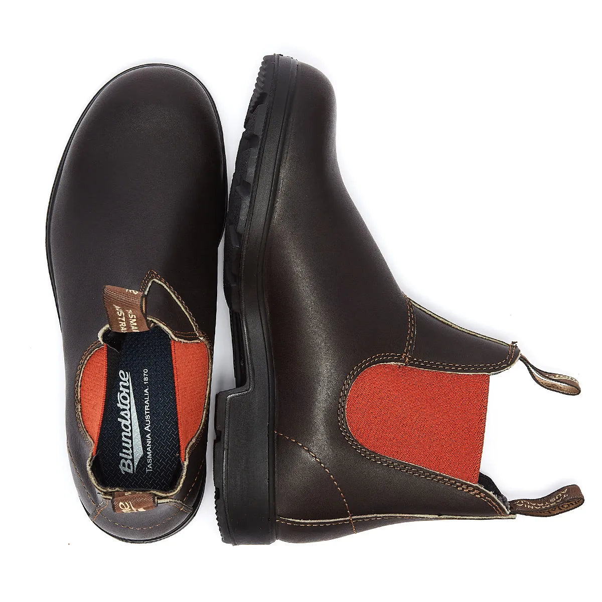 Top and side view Blundstone 1918 Brown/Terracotta Chelsea Boots  