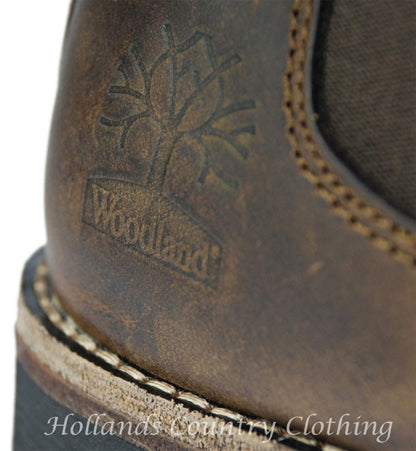 heel leather detail view Woodland Crazy Horse Leather Chelsea Pull On Boot
