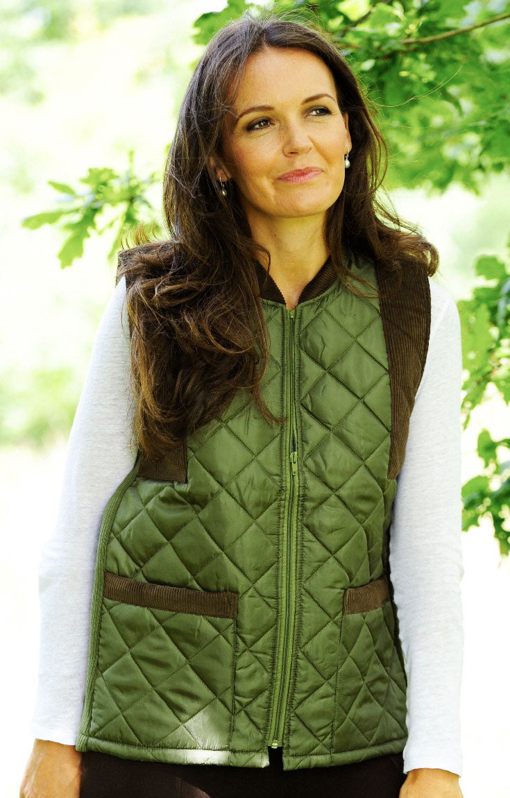 Bronte Quilted Gilet / Waistcoat for men and women quilted nylon with cord on shoulders and zip frontal 