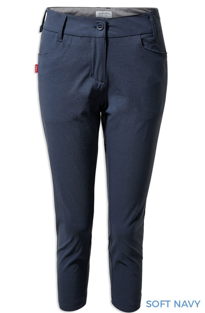 Soft Navy Craghoppers NosiLife Clara Crop Trousers