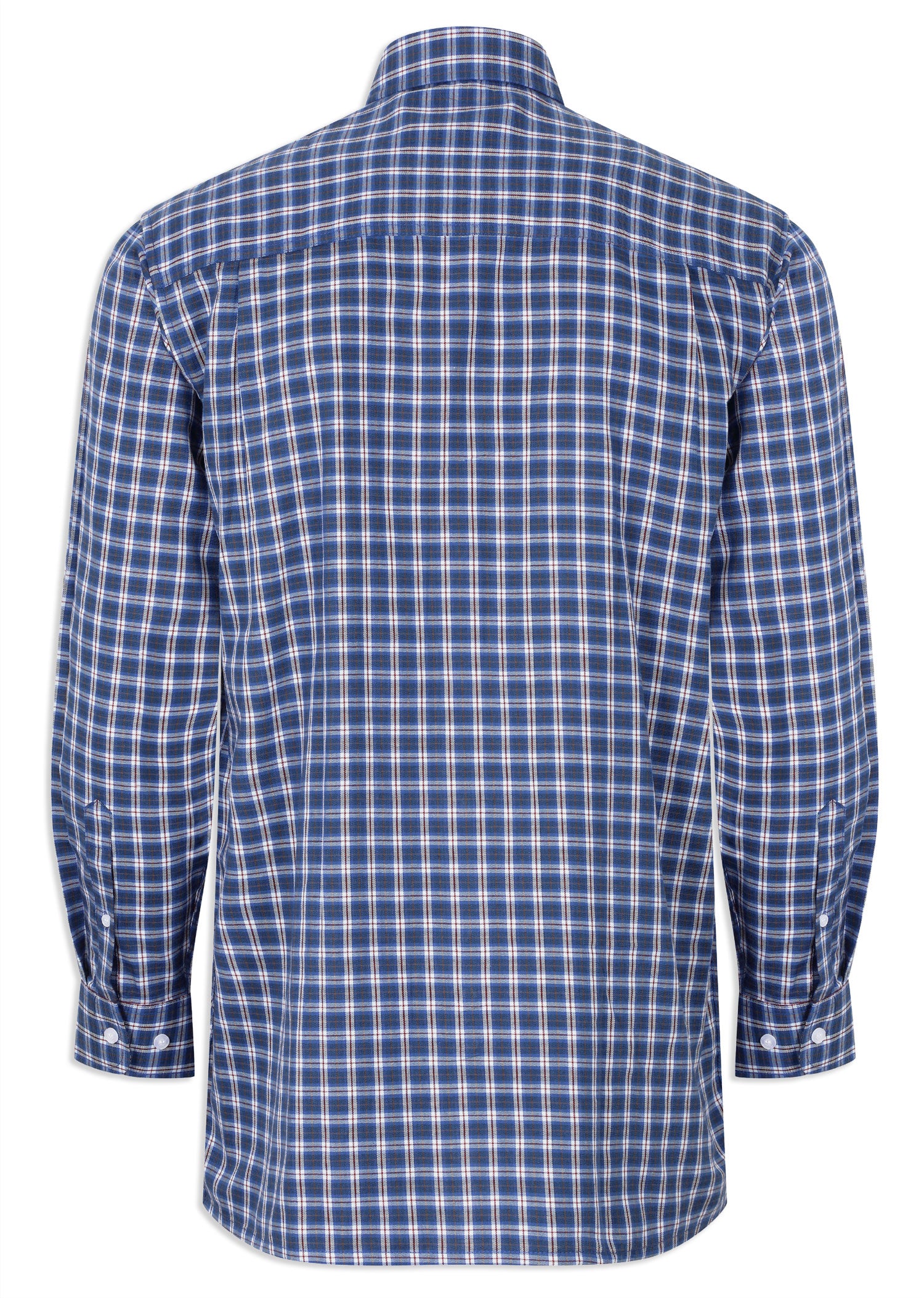 Back View Champion Ashbourne Blue Check Long Sleeve Shirt