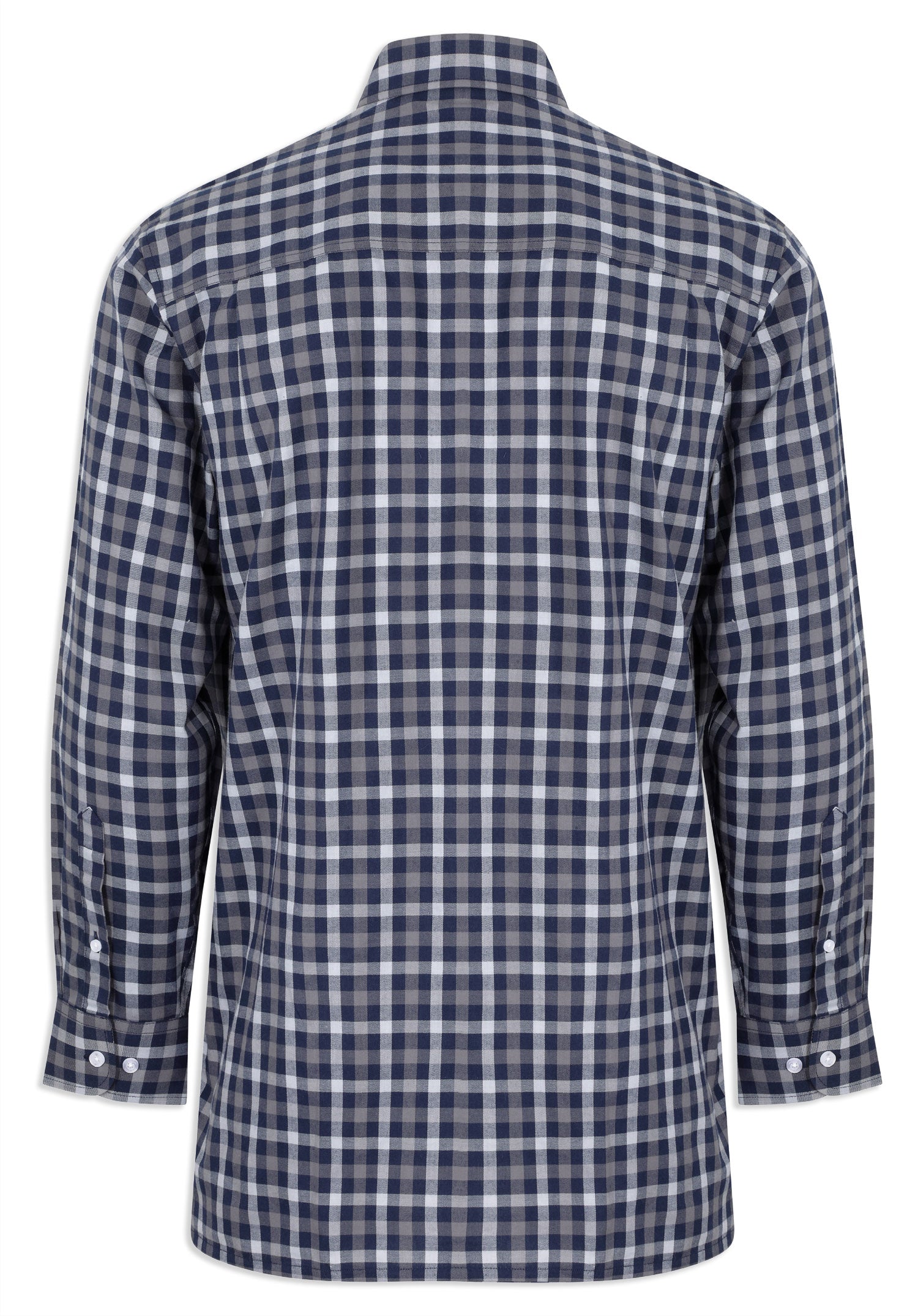 Back View Champion Southwold Navy Check Long Sleeve Shirt