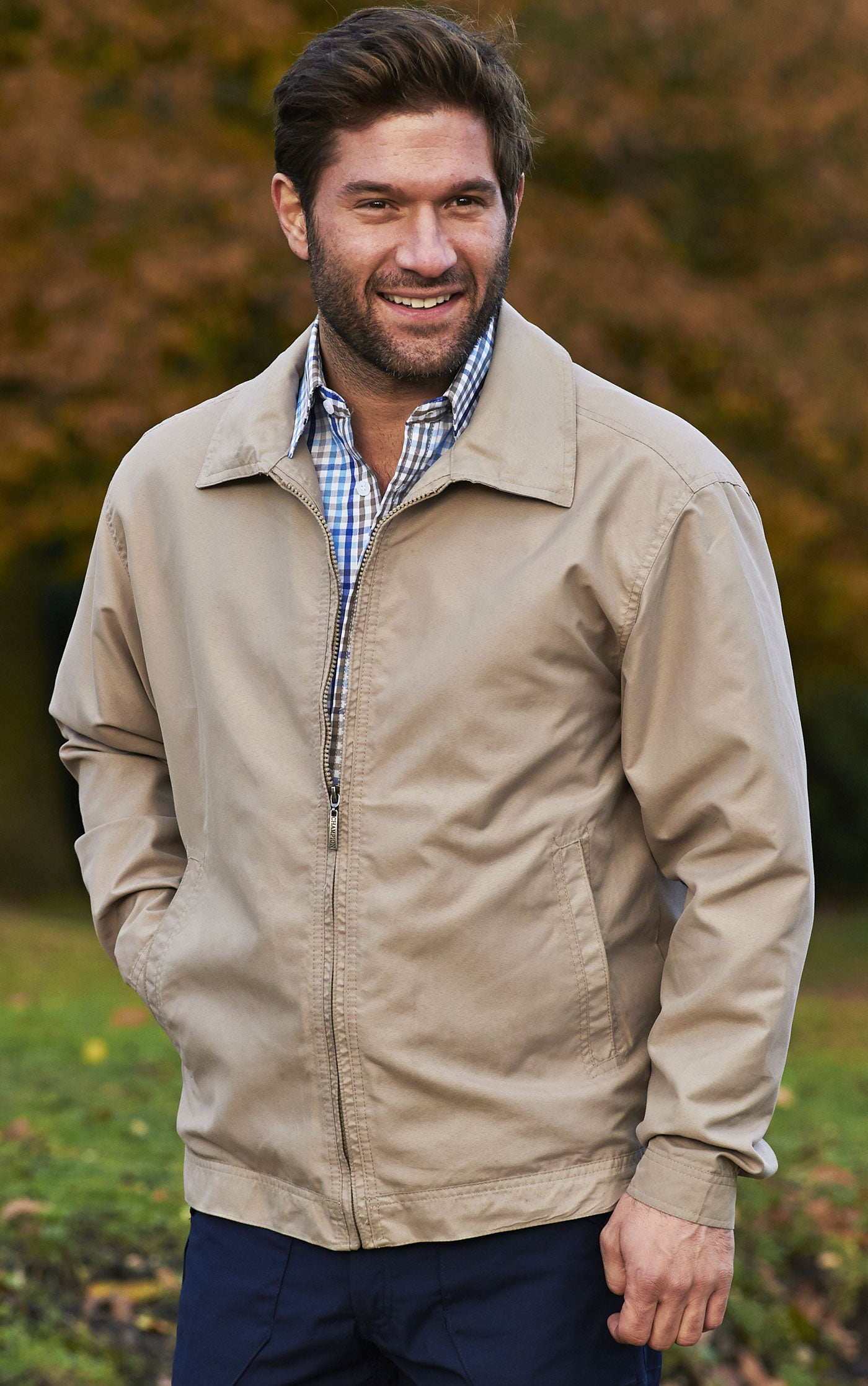 Champion summer lightweight harrington jacket in stone 