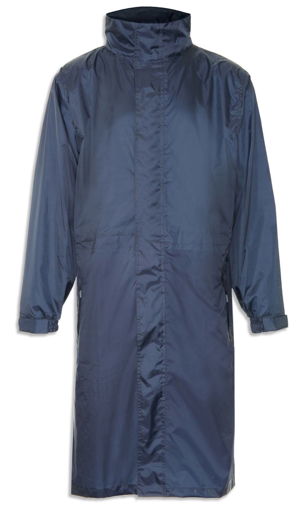 Champion Storm Long Waterproof Coat in Navy on a white background.