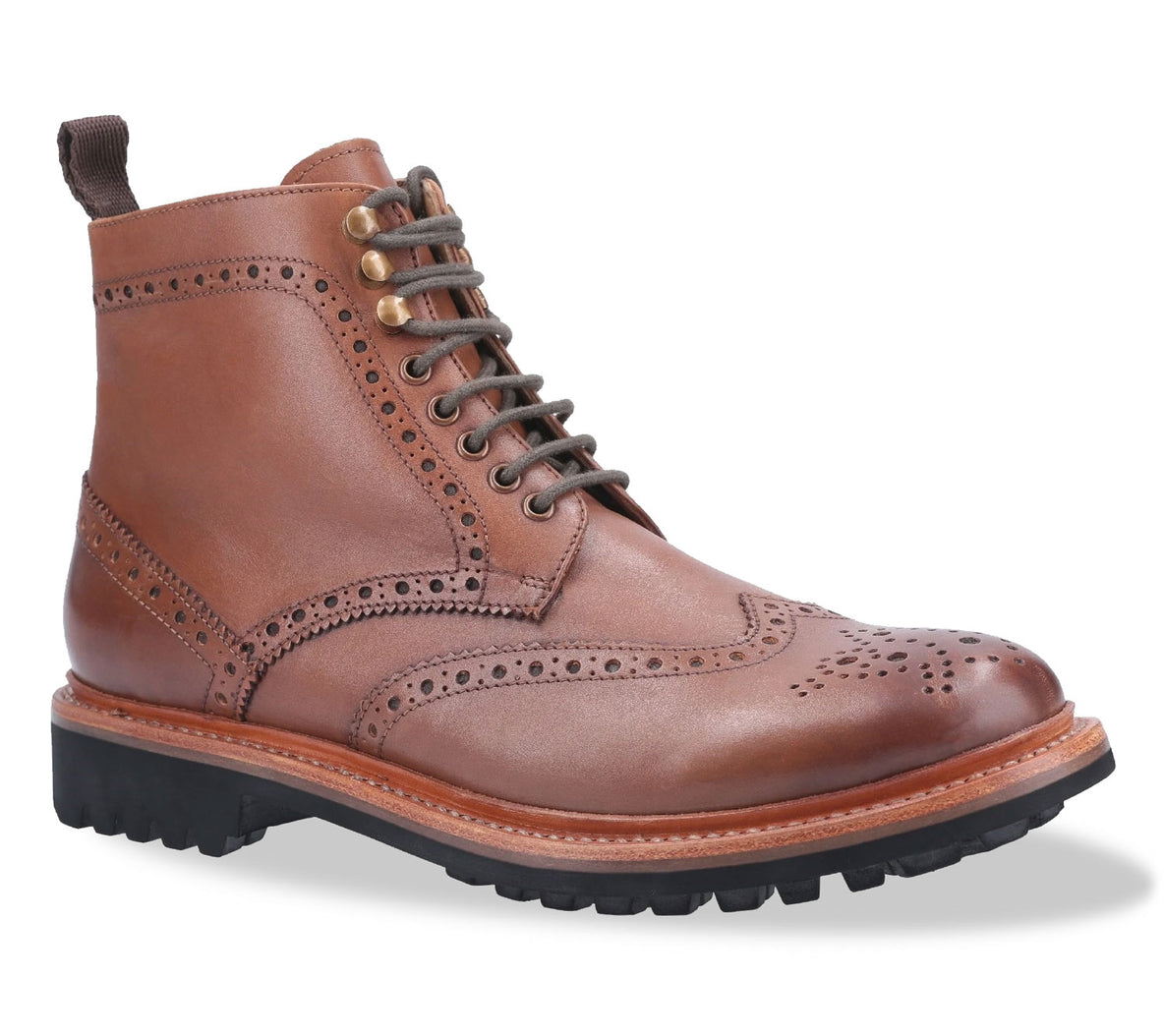 Rissington Goodyear Welt Commando Brogue Lace Up Derby Boot 