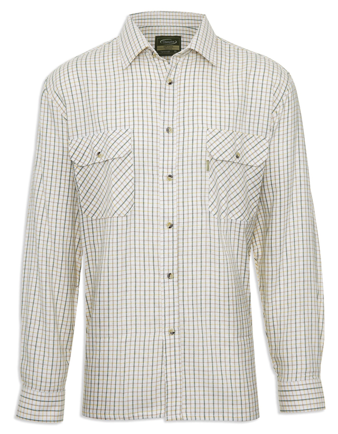 Champion 100% Cotton Tattersall Check Shirt green and brown #colour_green