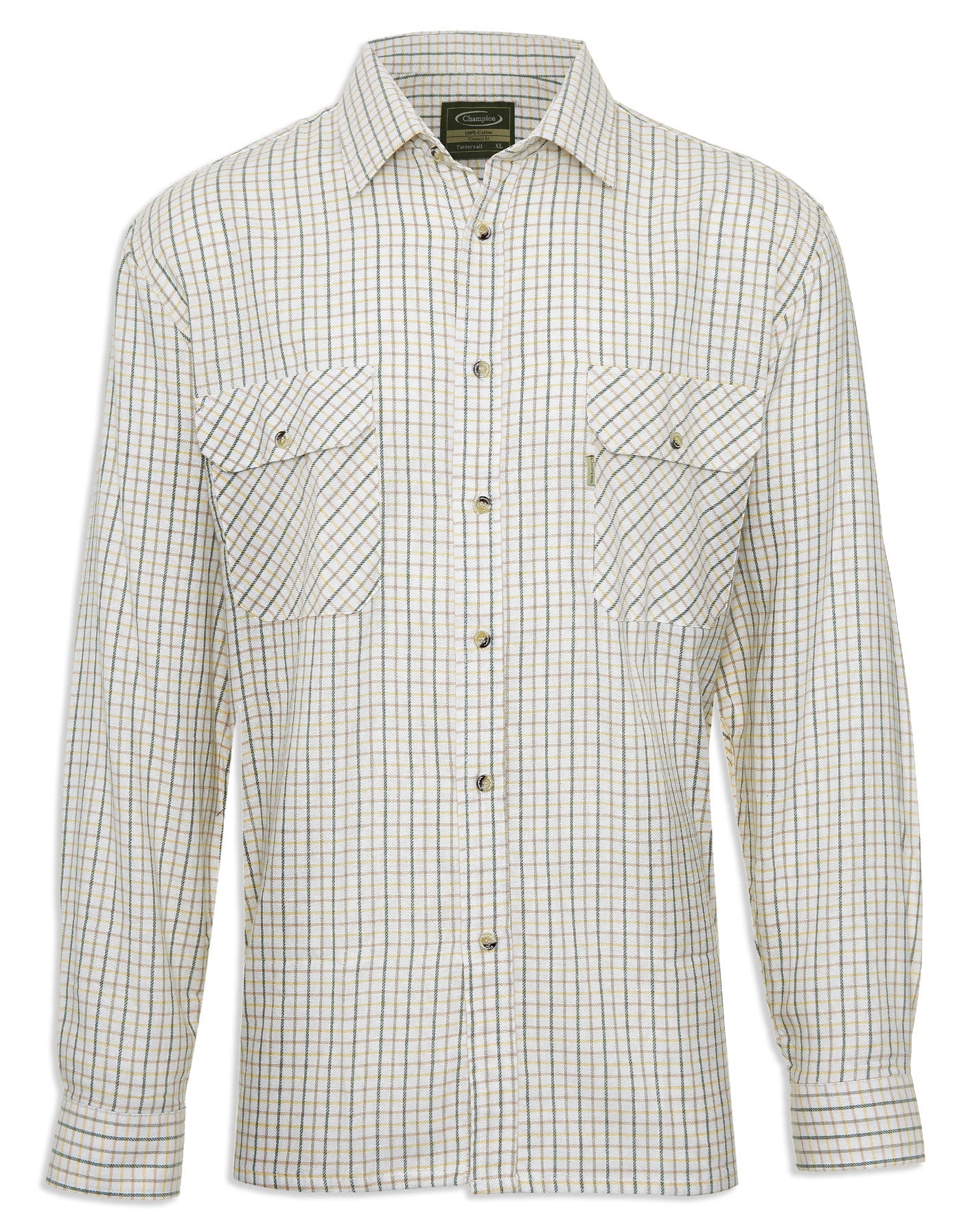 Champion 100% Cotton Tattersall Check Shirt green and brown 