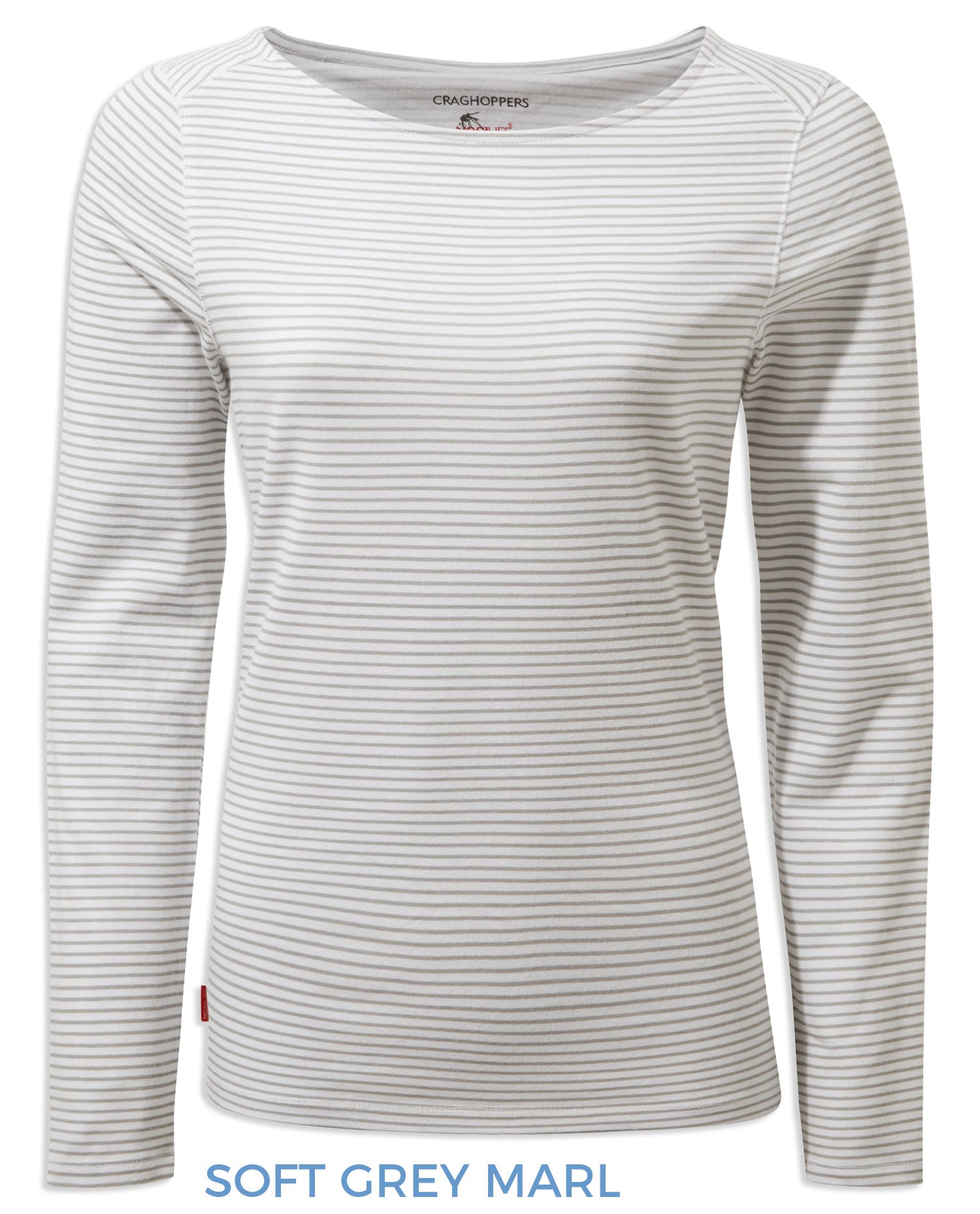 Craghoppers NosiLife Erin Ladies L/S Top | Soft Grey Marl Stripe