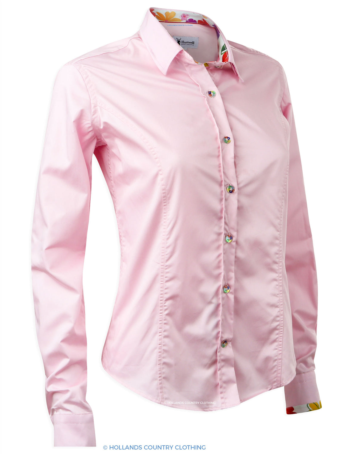 Hartwell Emma Cotton Shirt | Perfect Pink with floral trim