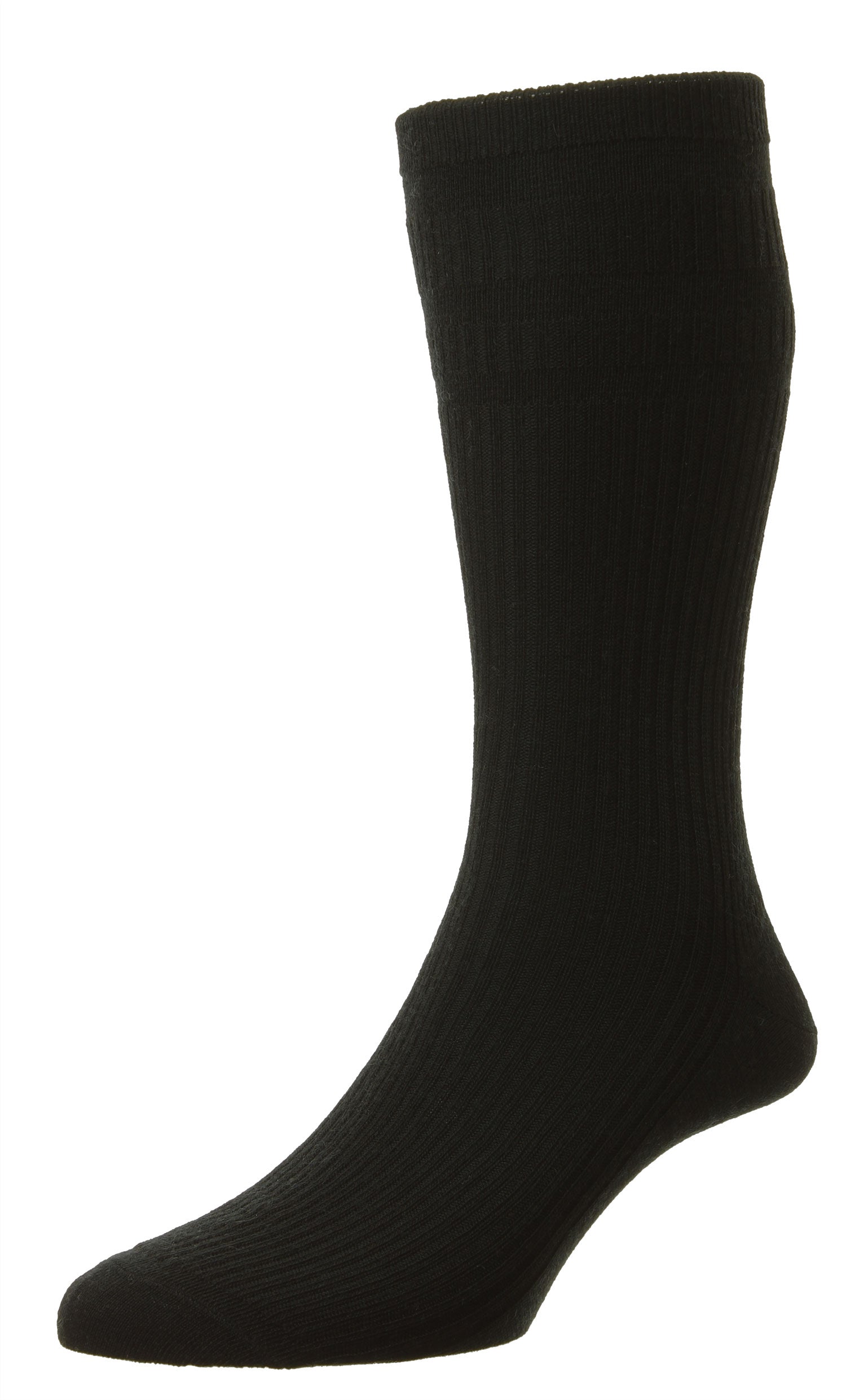 Black HJ Hall Extra Wide Soft Top Sock | Sanitised Wool 