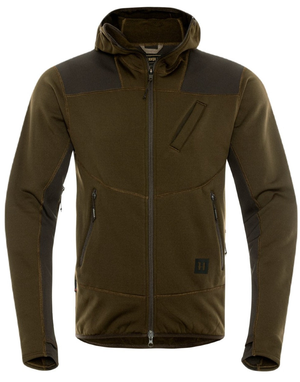 Harkila Deer Stalker Fleece Hoodie in Willow Green/ Shadow Brown