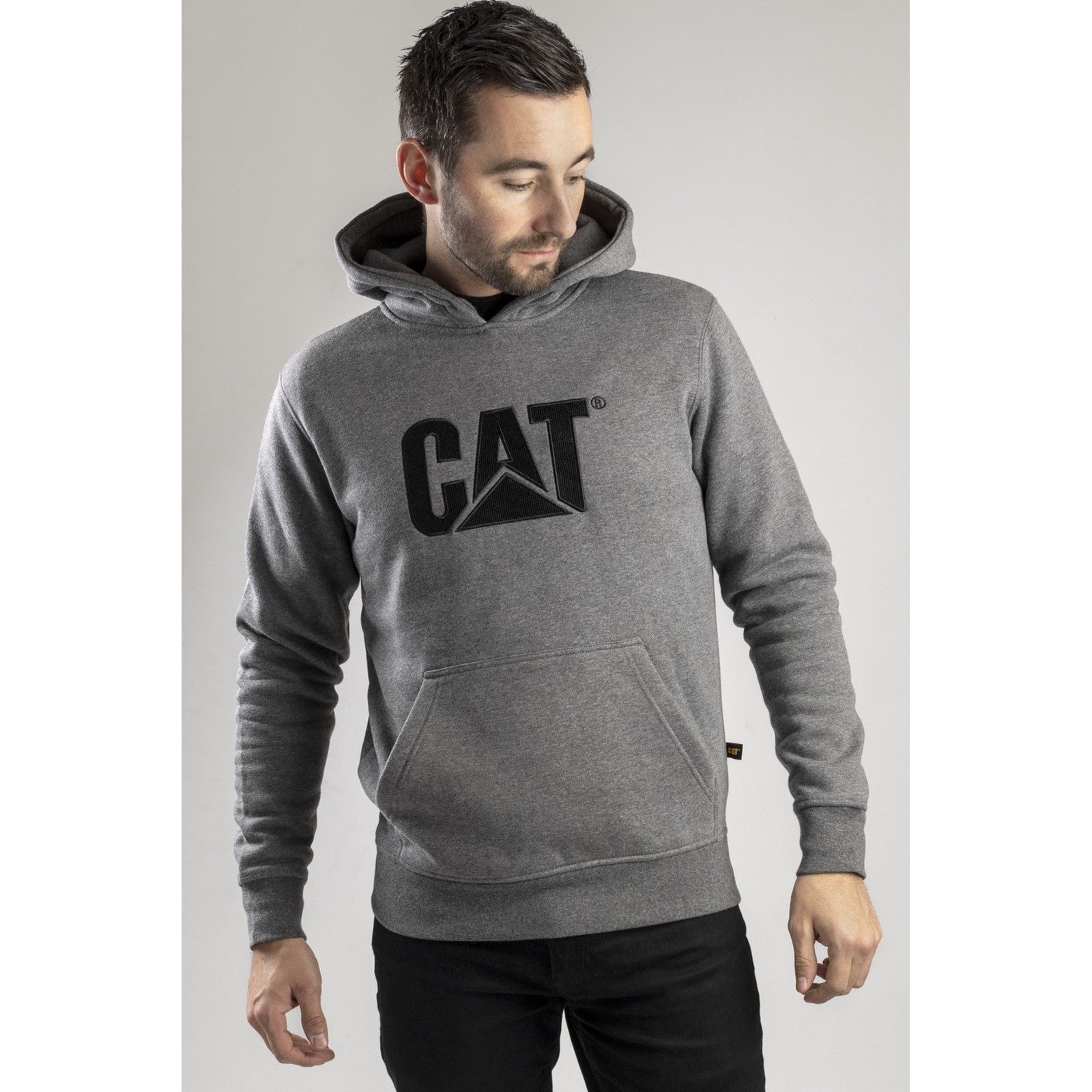 Caterpillar Trademark Hooded Sweatshirt in Heather Grey 