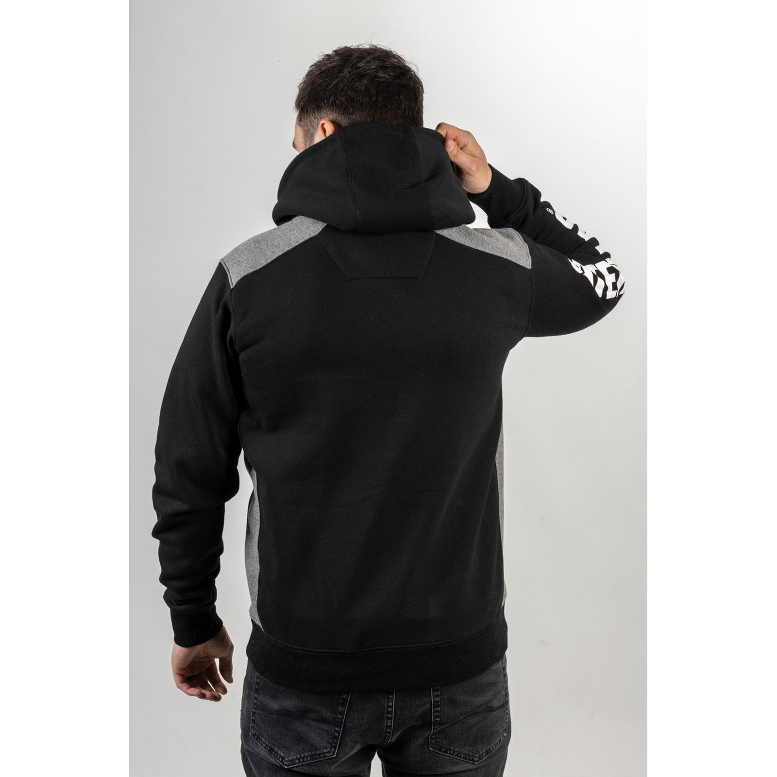 Caterpillar Logo Panel Hooded Sweatshirt in Black 