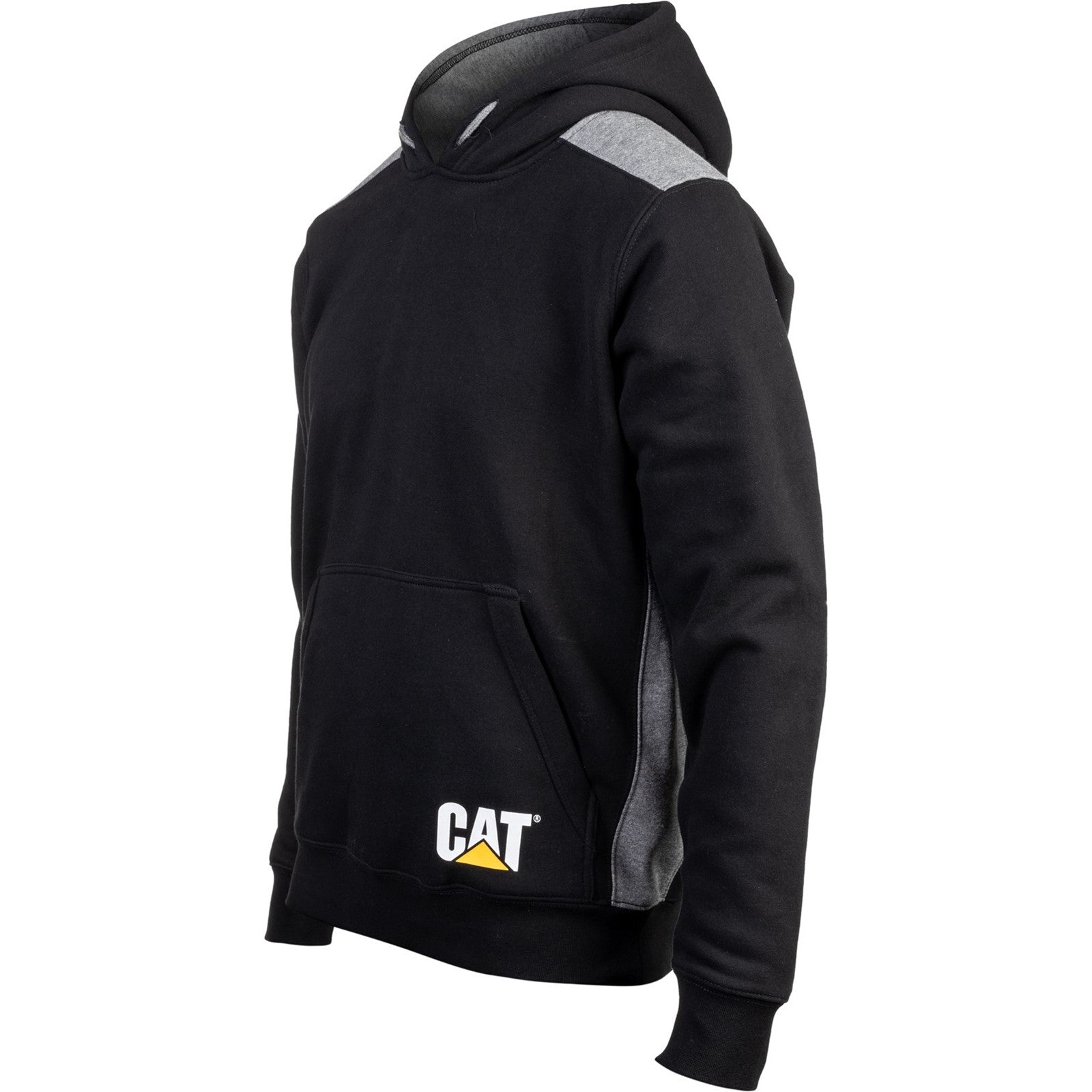 Caterpillar Logo Panel Hooded Sweatshirt in Black 