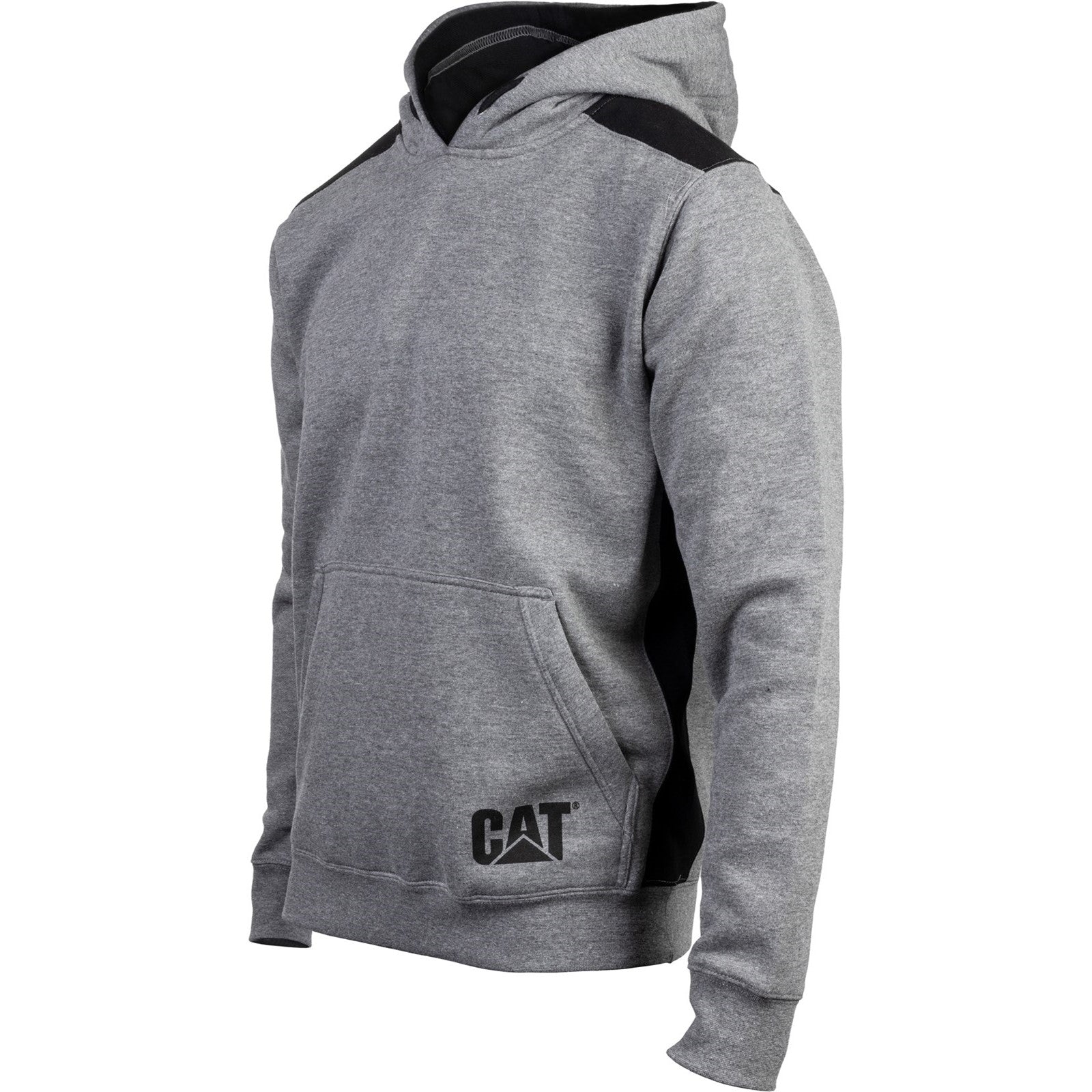 Caterpillar Logo Panel Hooded Sweatshirt in Dark Heather Grey 