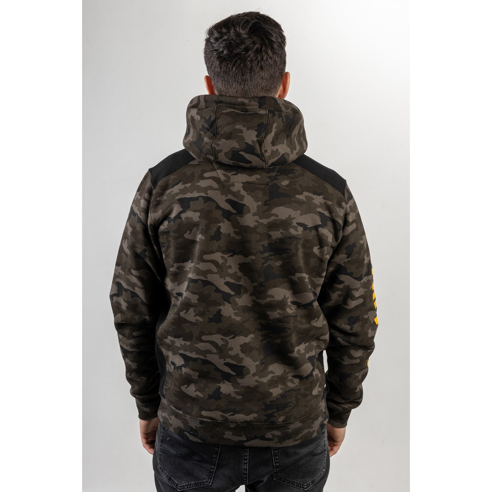 Caterpillar Logo Panel Hooded Sweatshirt in Night Camo 