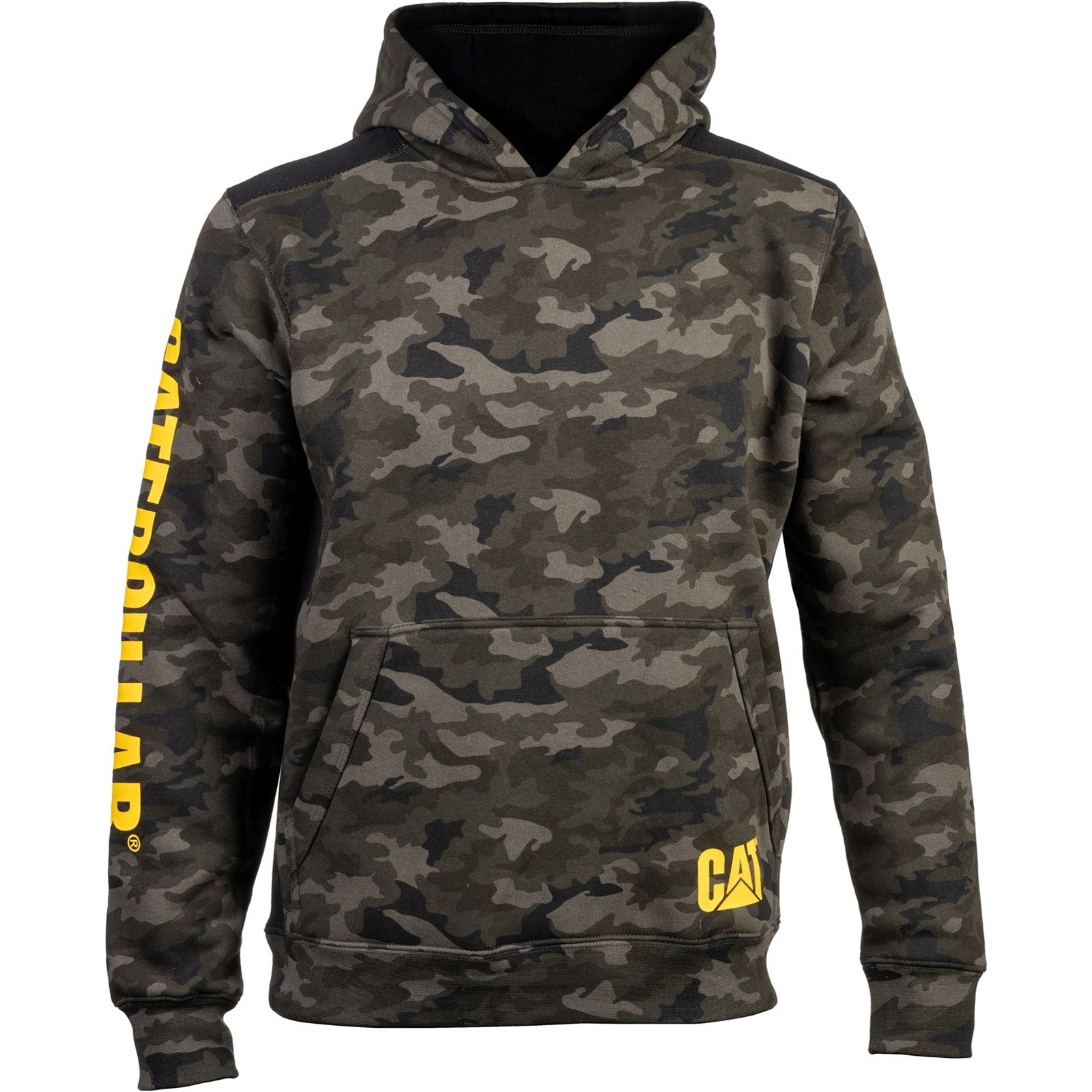 Caterpillar Logo Panel Hooded Sweatshirt in Night Camo 