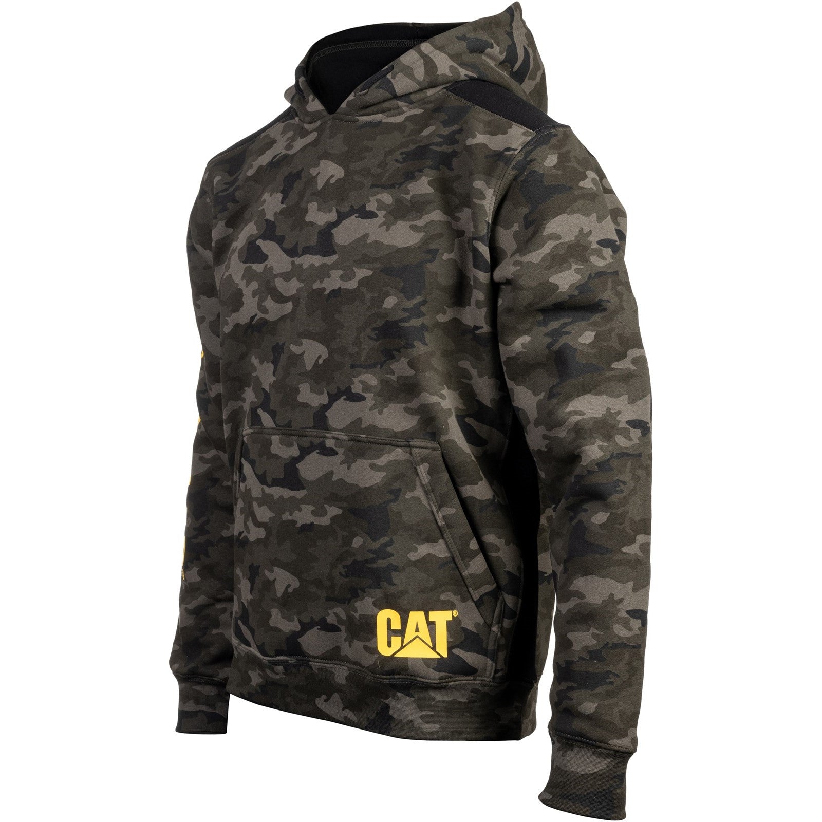 Caterpillar Logo Panel Hooded Sweatshirt in Night Camo 