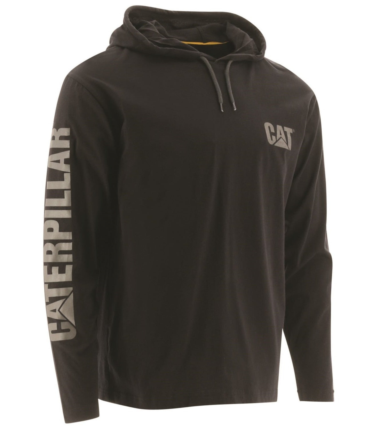 Caterpillar Hooded Long Sleeve Tee in Black 