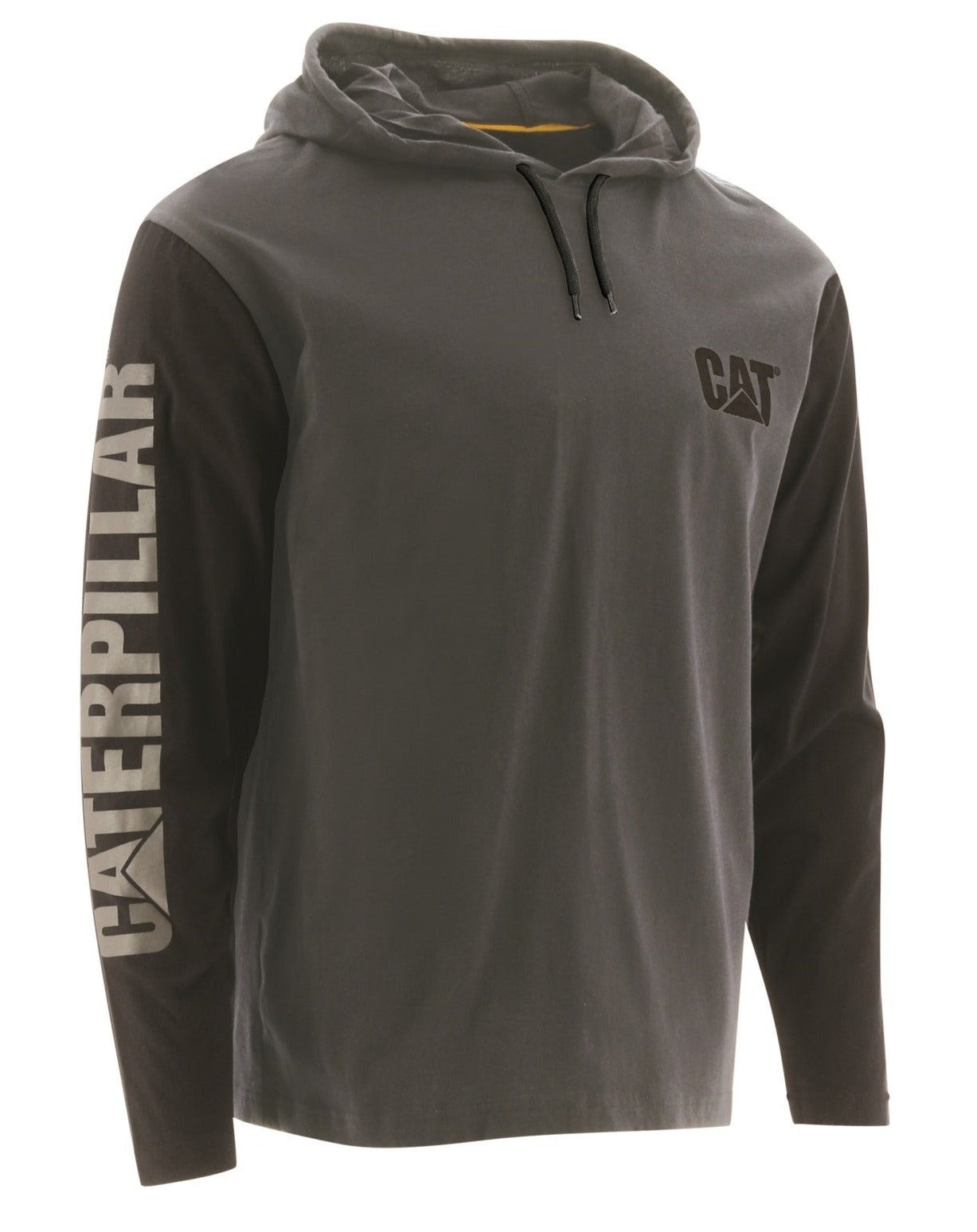 Caterpillar Hooded Long Sleeve Tee in Dark Shadow 