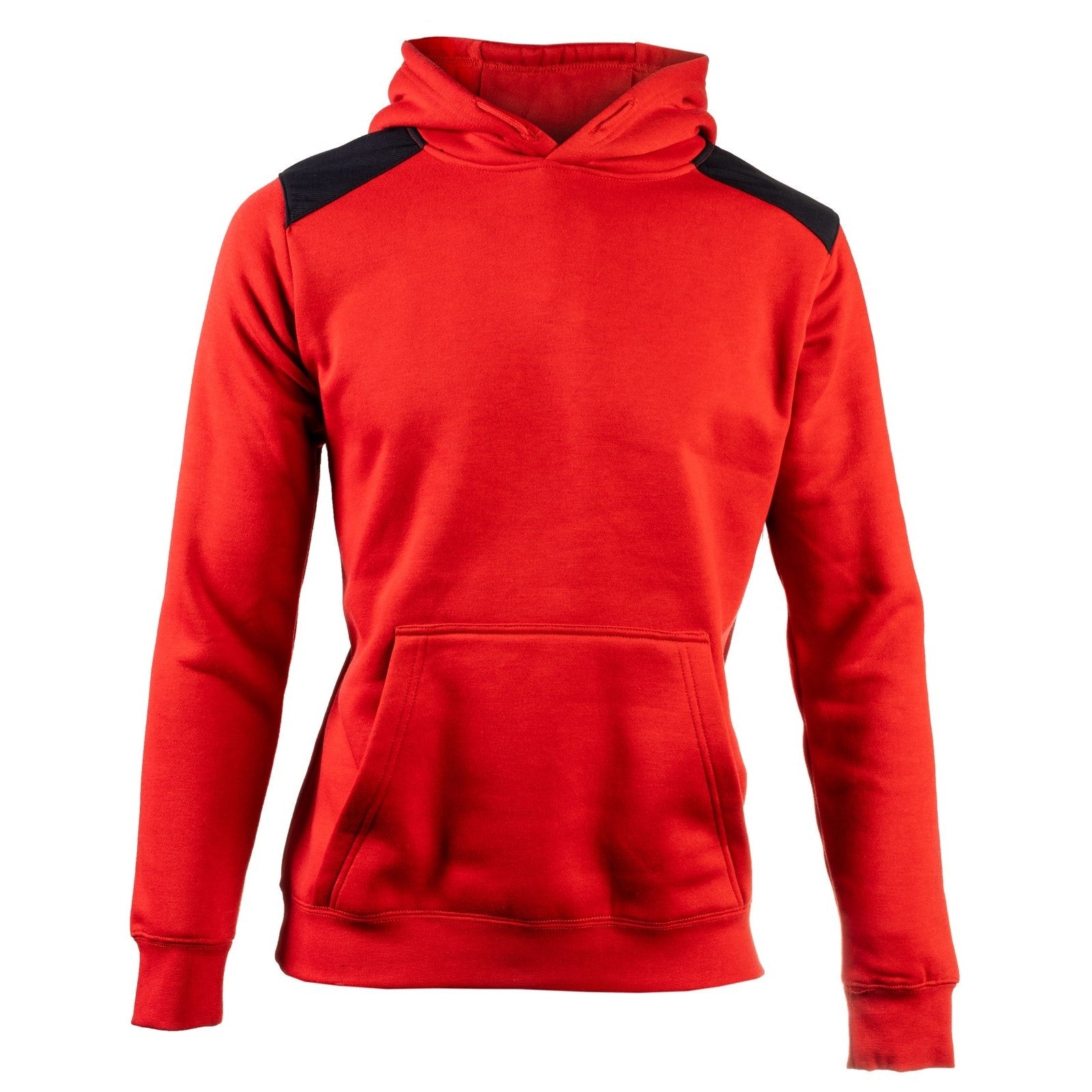 Caterpillar Essentials Hooded Sweatshirt. Hot Red. Front View 