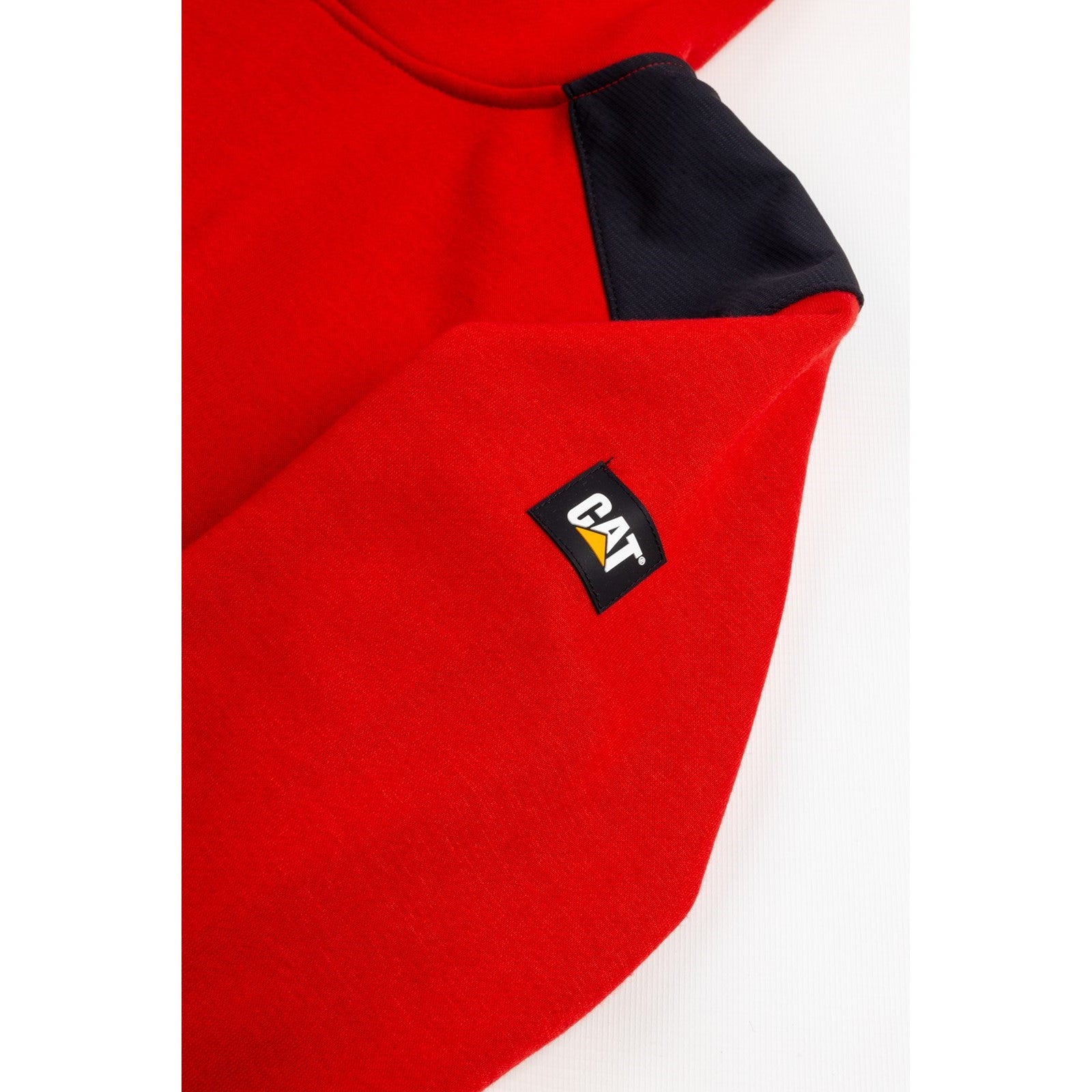 Caterpillar Essentials Hooded Sweatshirt. Hot Red.. Sleeve 