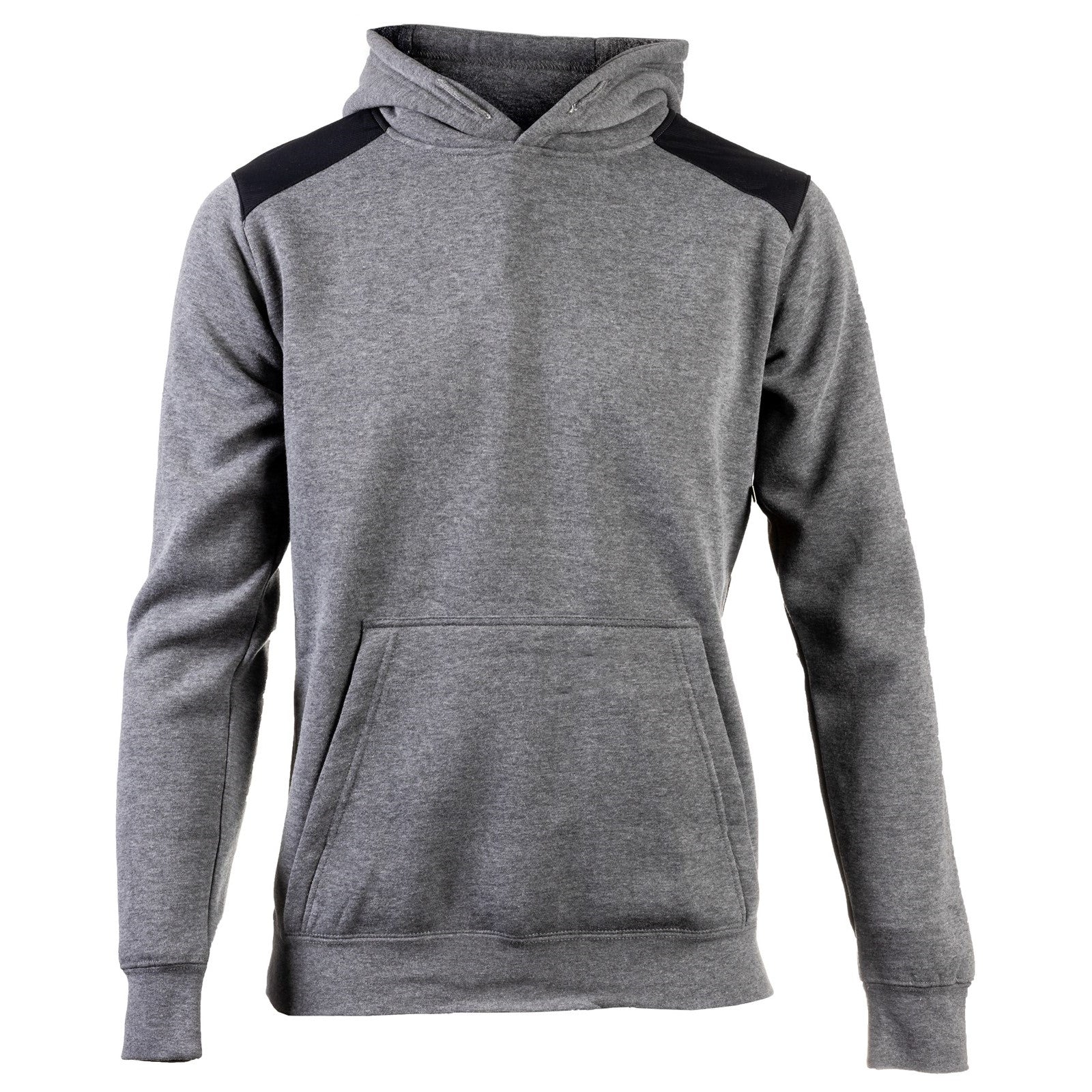 Caterpillar Essentials Hooded Sweatshirt. Dark Hheather Grey. Front View 