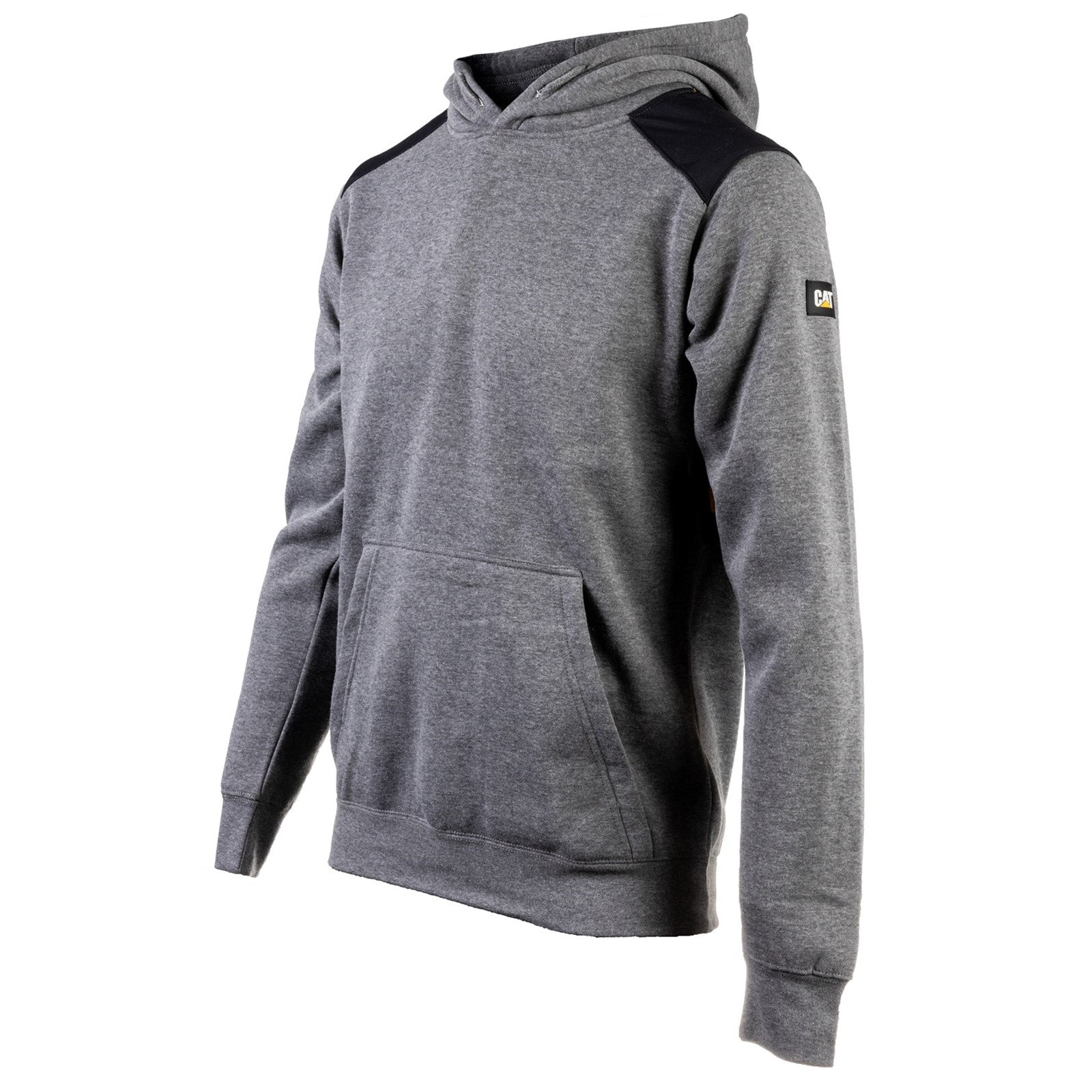 Caterpillar Essentials Hooded Sweatshirt. Dark Heather Grey. Full View 