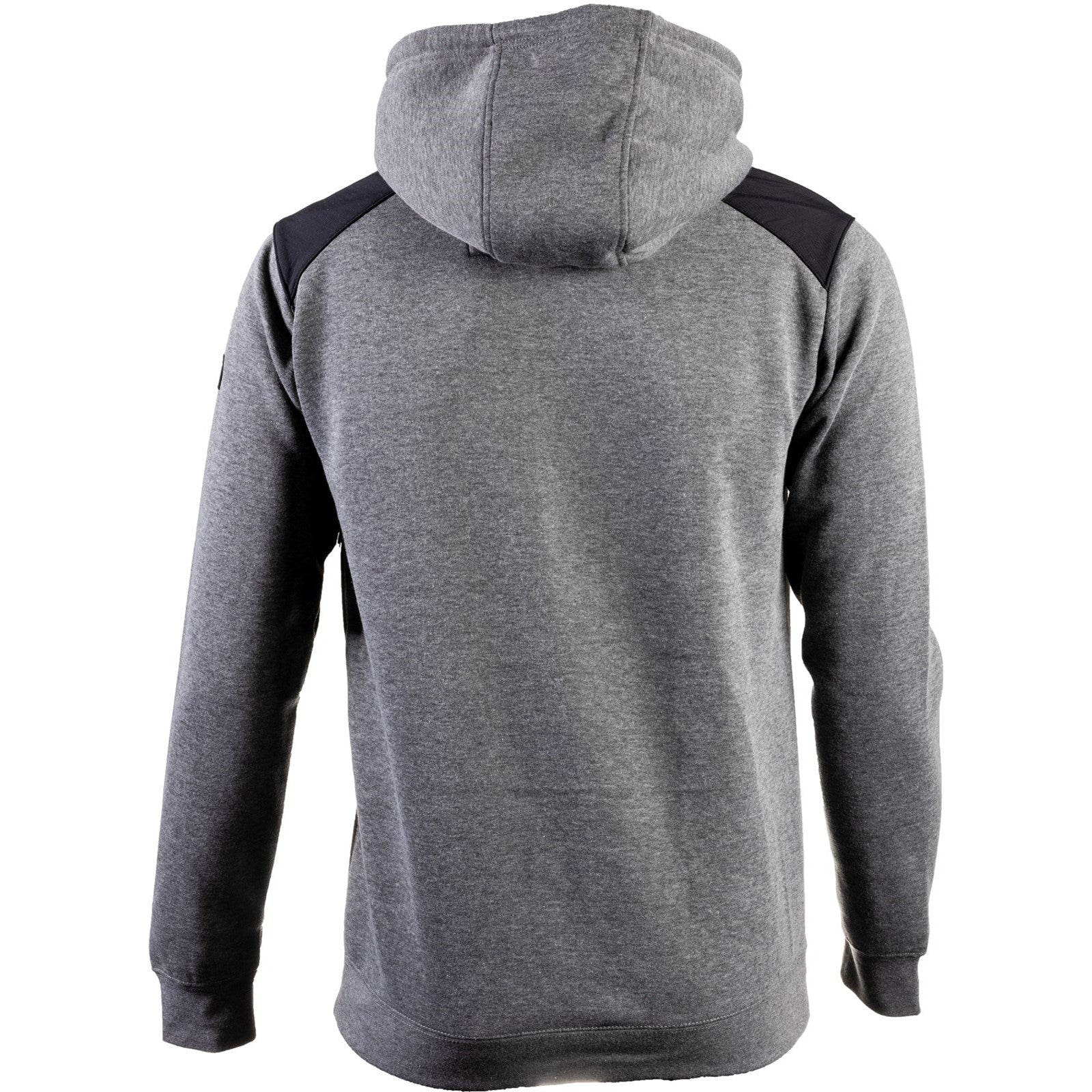 Caterpillar Essentials Hooded Sweatshirt. Dark Heather Grey. Rear View 