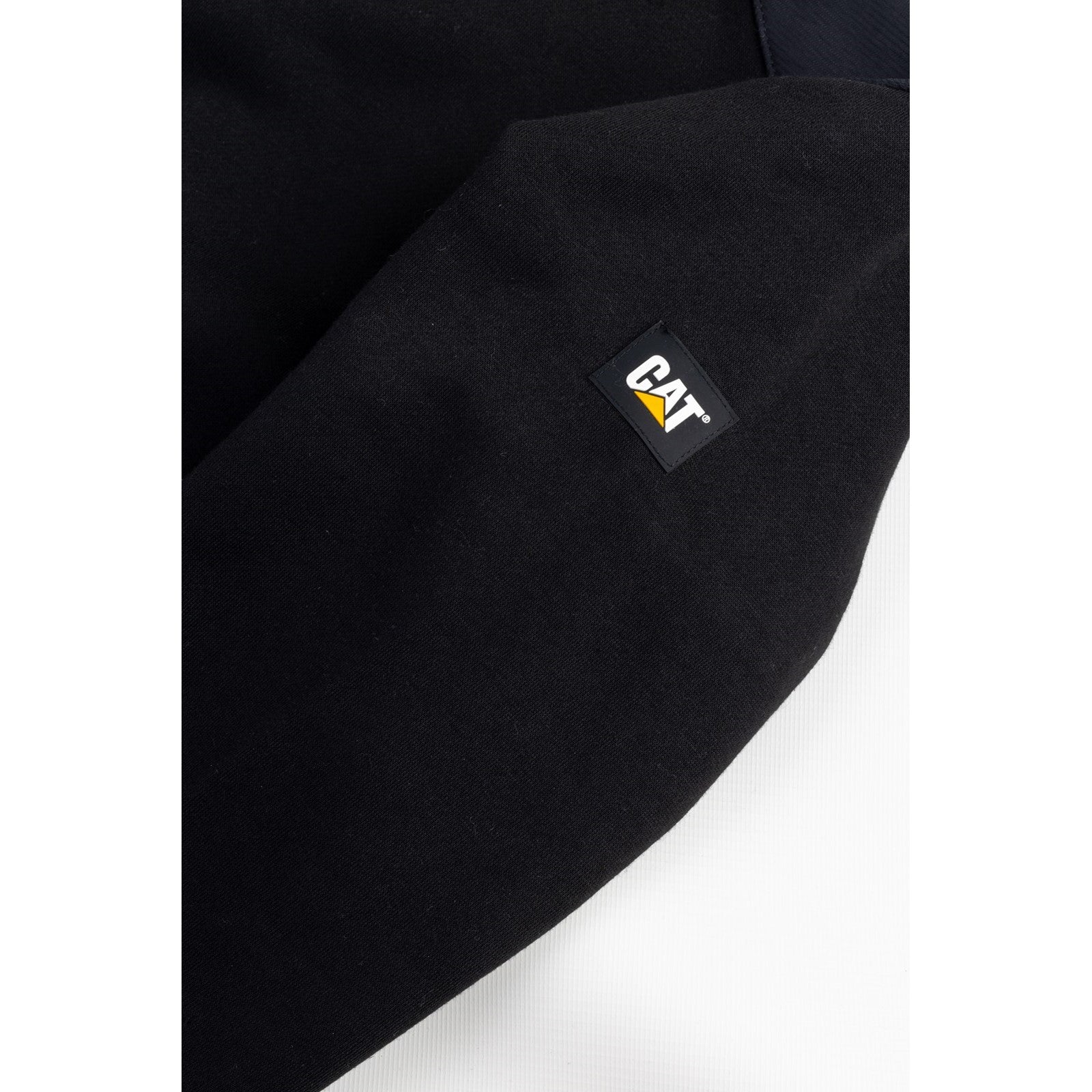 Caterpillar Essentials Crewneck Sweatshirt in Black. Sleeve 