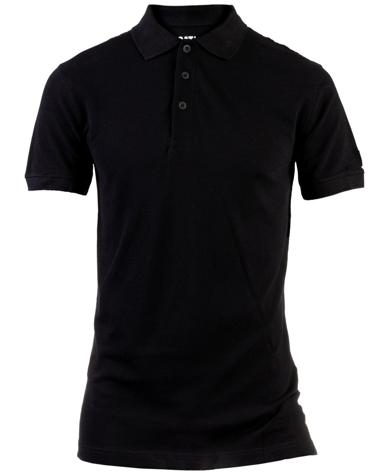 Caterpillar Essentials Polo Shirt. Black.. Front View 