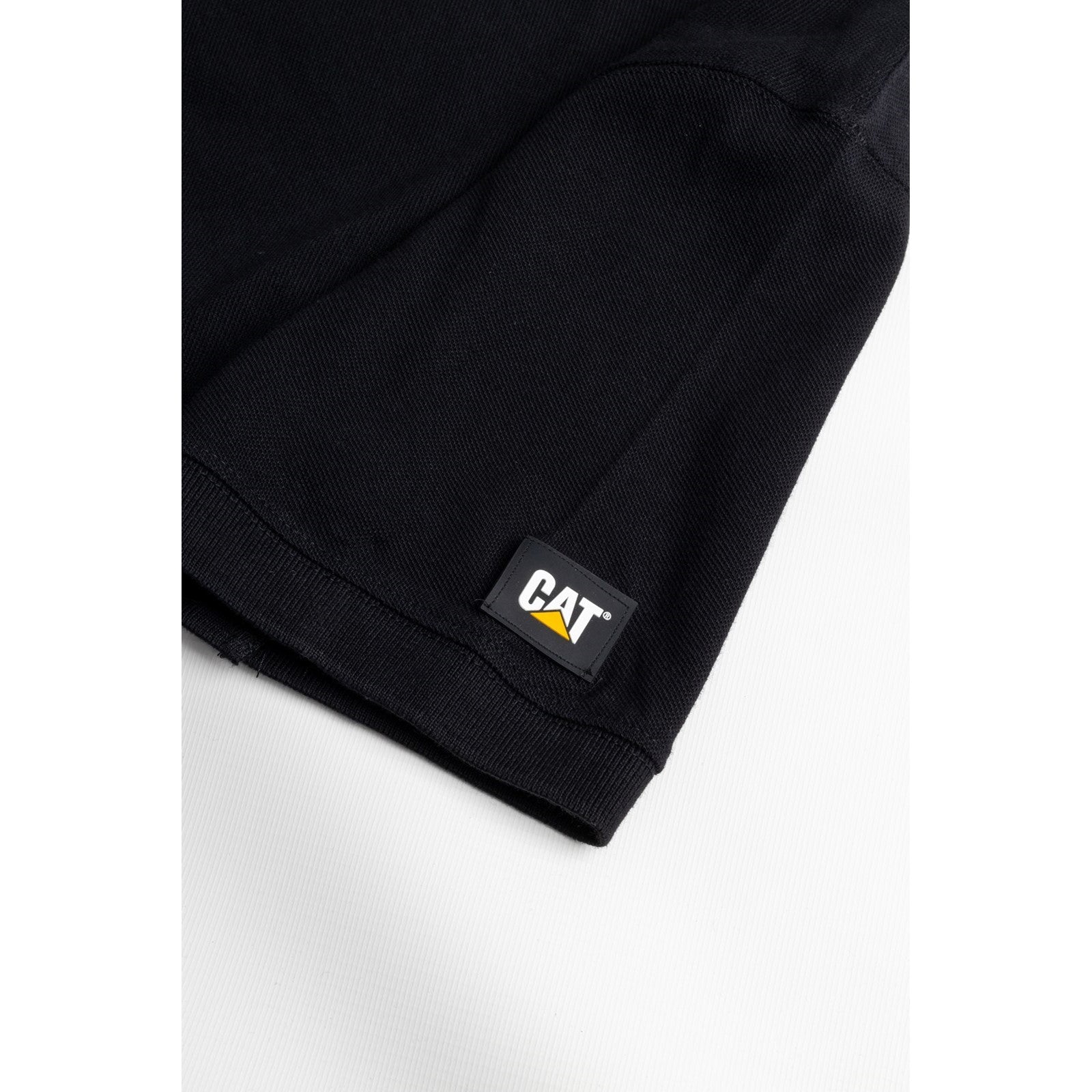 Caterpillar Essentials Polo Shirt. Black. Sleeve 