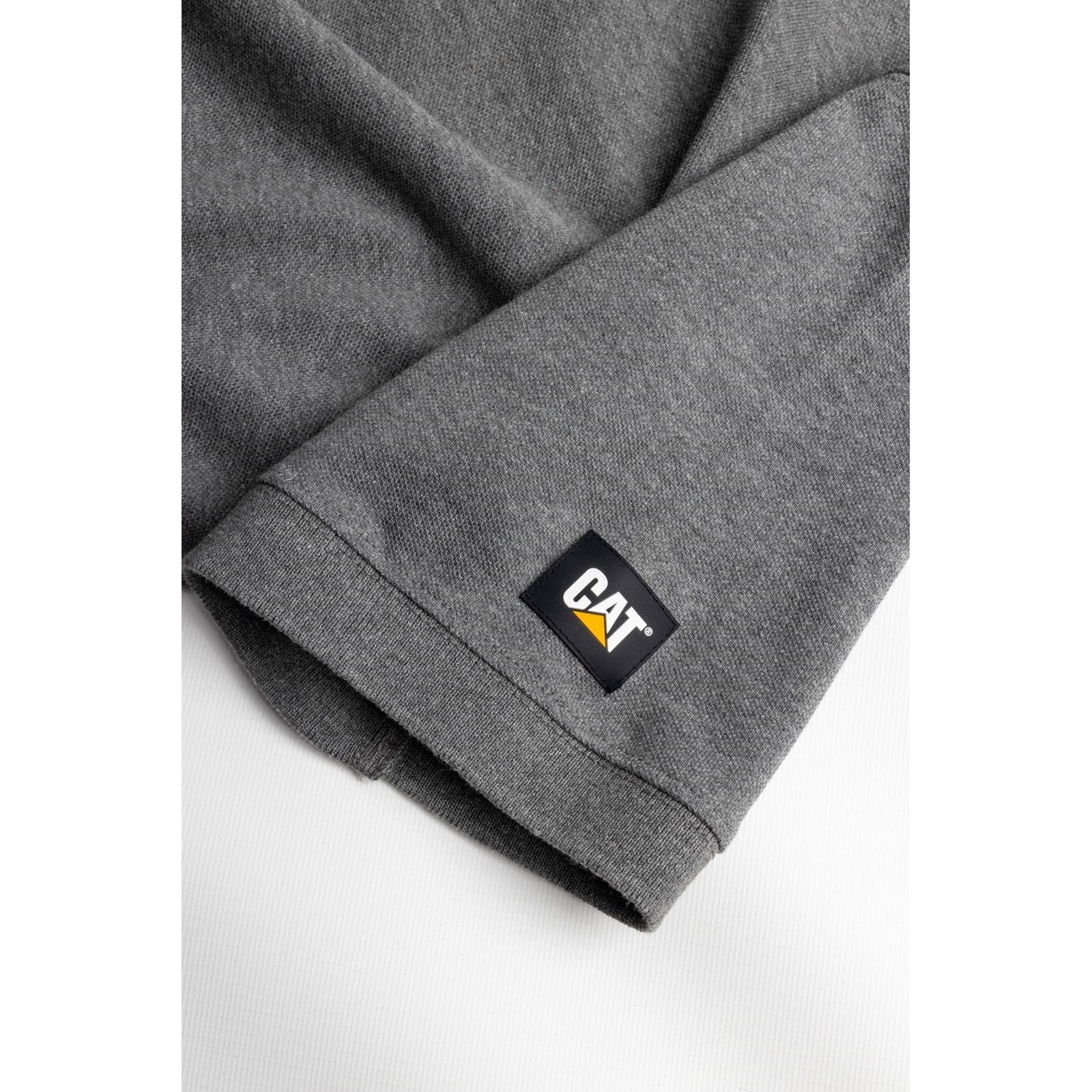 Caterpillar Essentials Polo Shirt. Dark heather Grey. Sleeve 