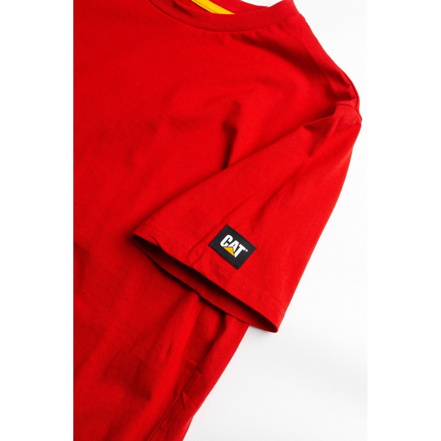 Caterpillar Essentials Short Sleeve T Shirt. Hot Red. Sleeve  