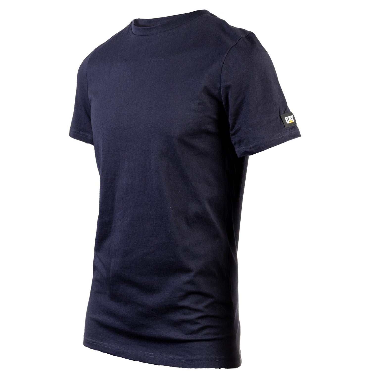 Caterpillar Essentials Short Sleeve T Shirt. Navy. Side Angle View 