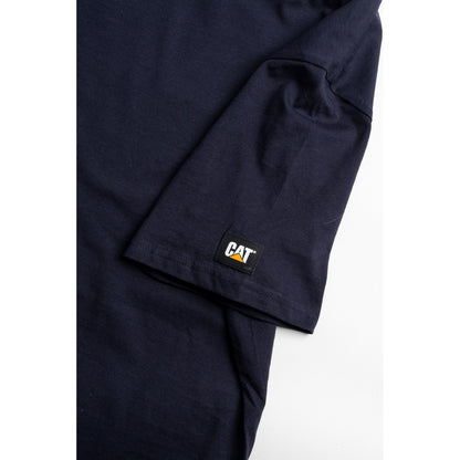 Caterpillar Essentials Short Sleeve T Shirt. Navy. Sleeve 