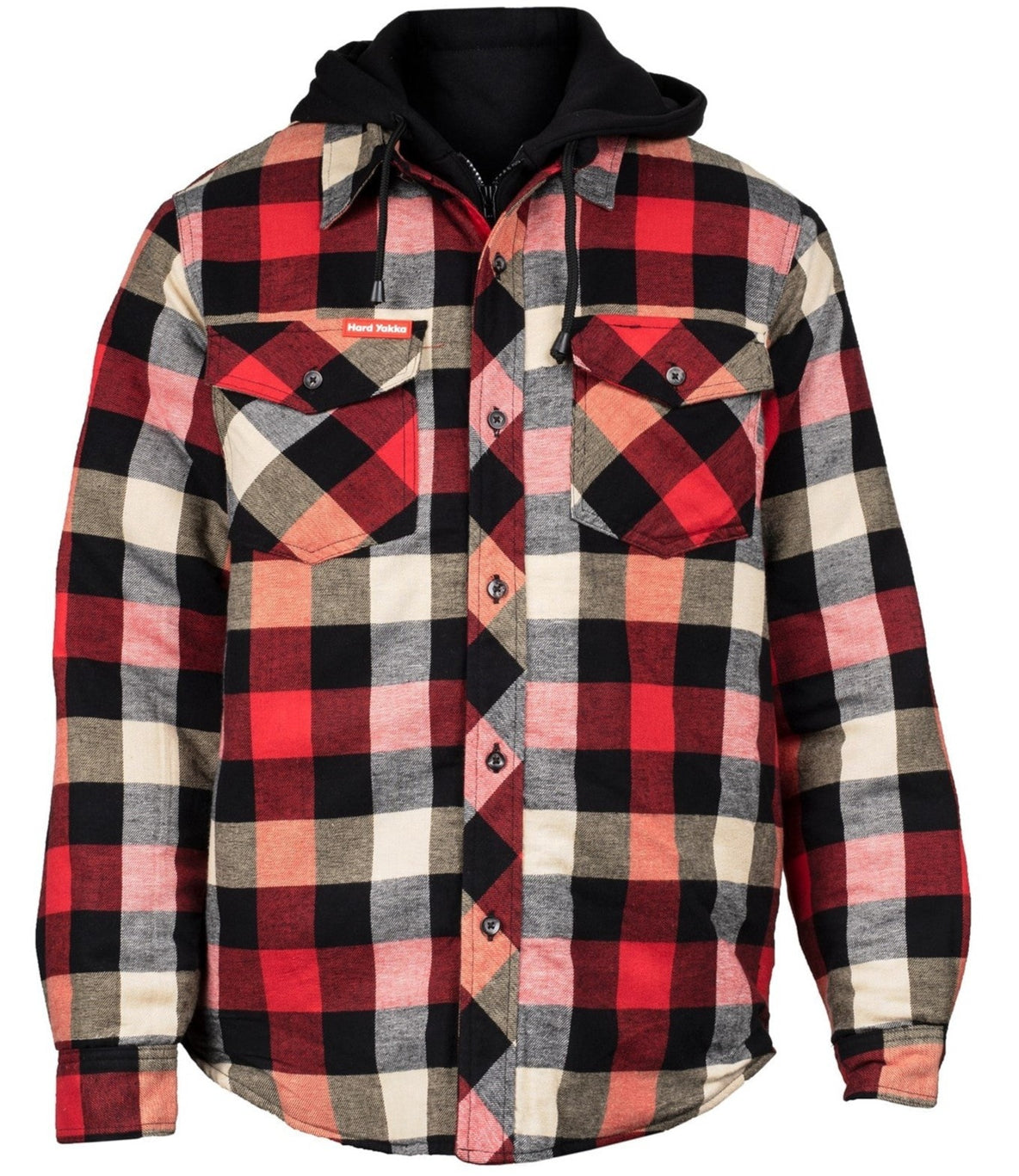 Hard Yakka Quilted Flannel Shacket in Red  