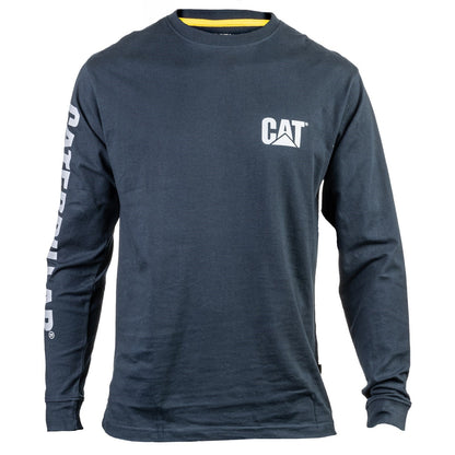 Caterpillar Trademark Banner Long Sleeve T Shirt in Dark Marine 
