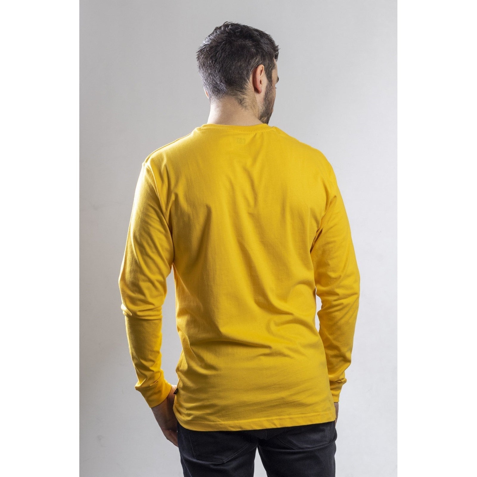 Caterpillar Trademark Banner Long Sleeve T Shirt in Yellow 