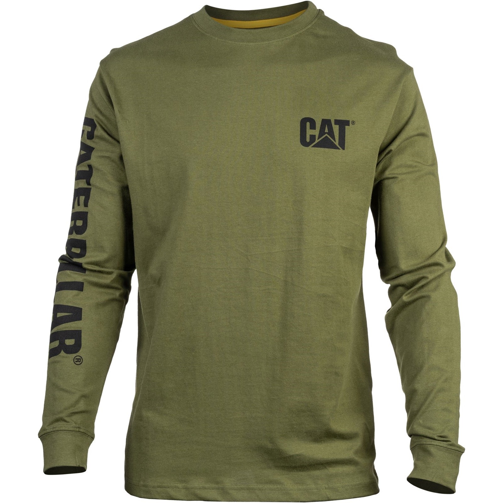 Caterpillar Trademark Banner Long Sleeve T Shirt in Chive 