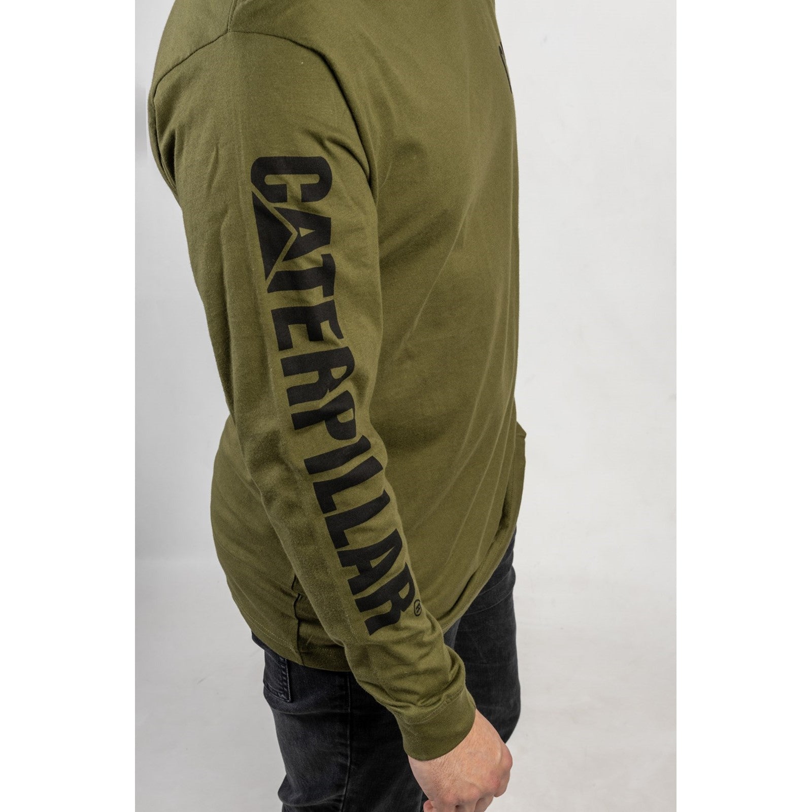 Caterpillar Trademark Banner Long Sleeve T Shirt in Chive 