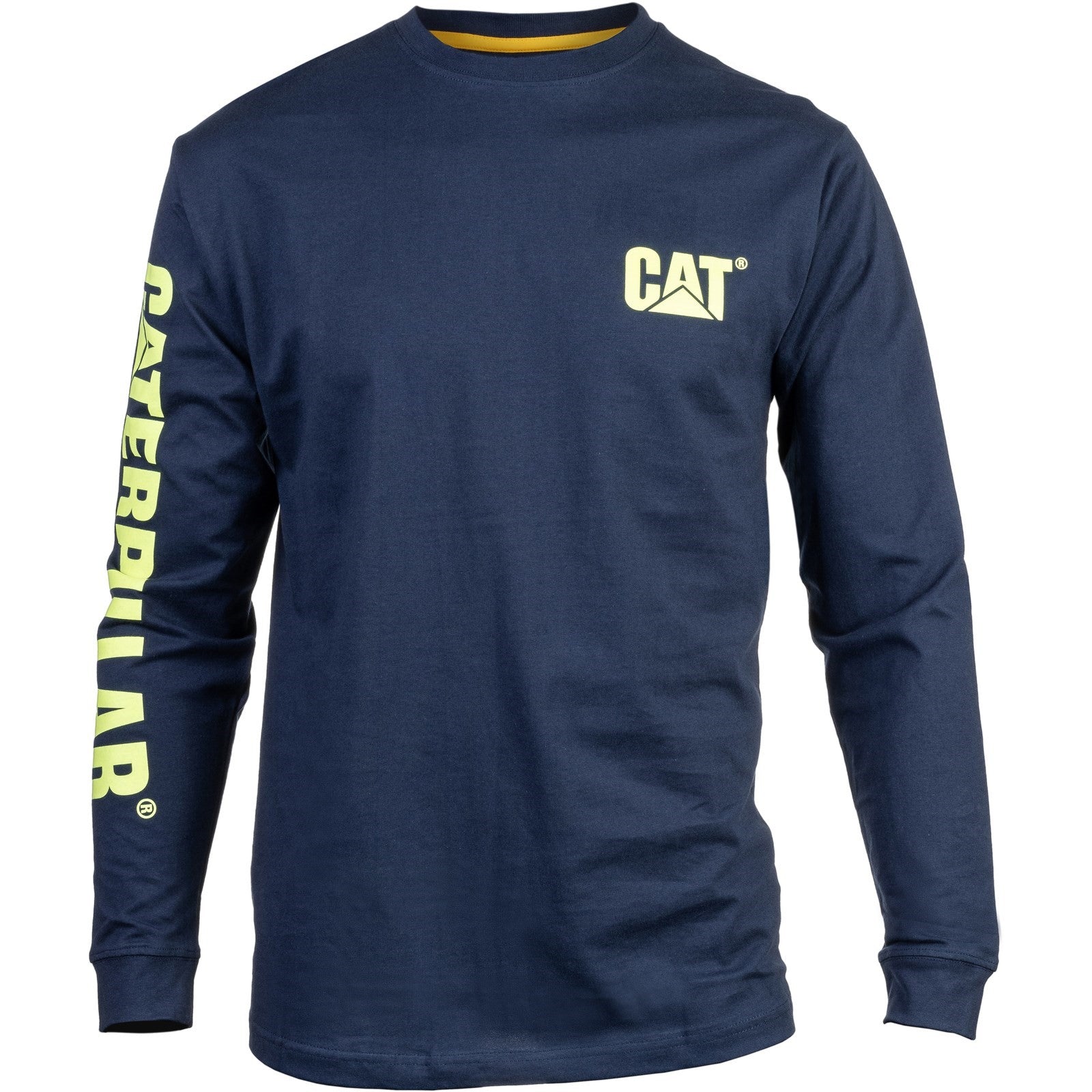 Caterpillar Trademark Banner Long Sleeve T Shirt in Blue/Yellow 