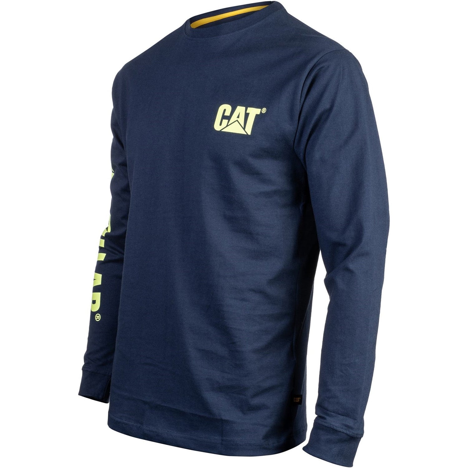 Caterpillar Trademark Banner Long Sleeve T Shirt in Blue/Yellow 