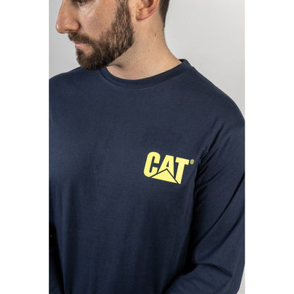 Caterpillar Trademark Banner Long Sleeve T Shirt in Blue/Yellow 