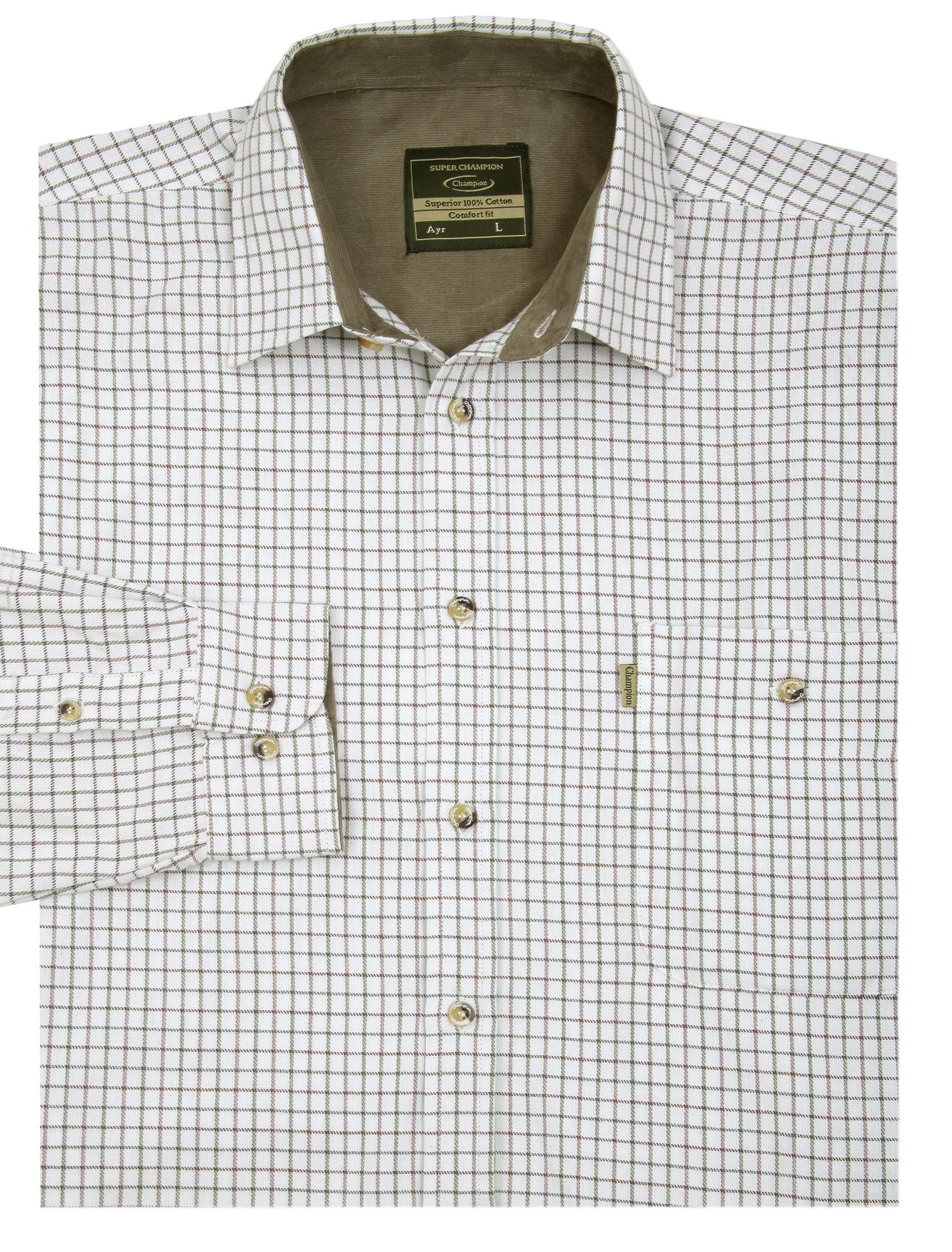 Ayr cotton tattersall shirt in green 