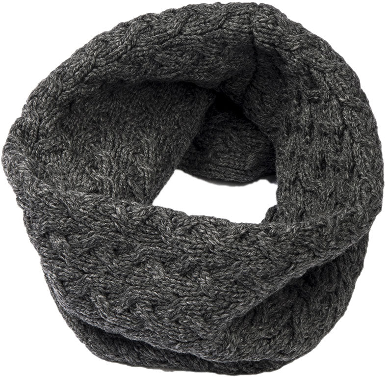 Dark Grey Aran Merino Wool Snood 