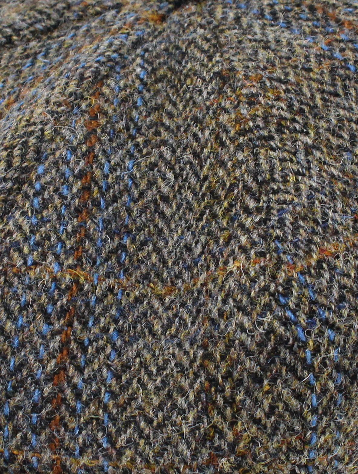 Colour; Brown herringbone with Blue Check tweed