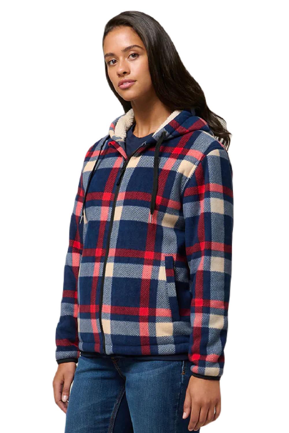 Multi Coloured Hard Yakka Womens Check Zoodie on White Background
